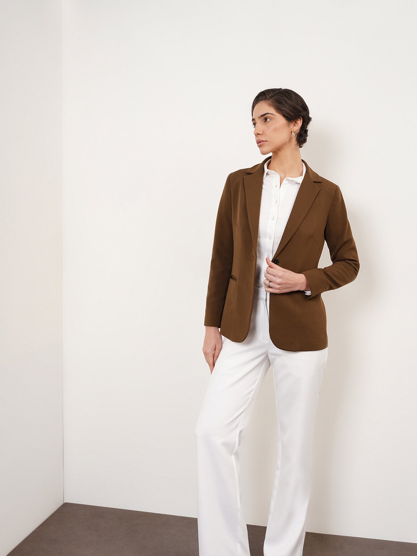 Lapel Collar Jacket - Brown