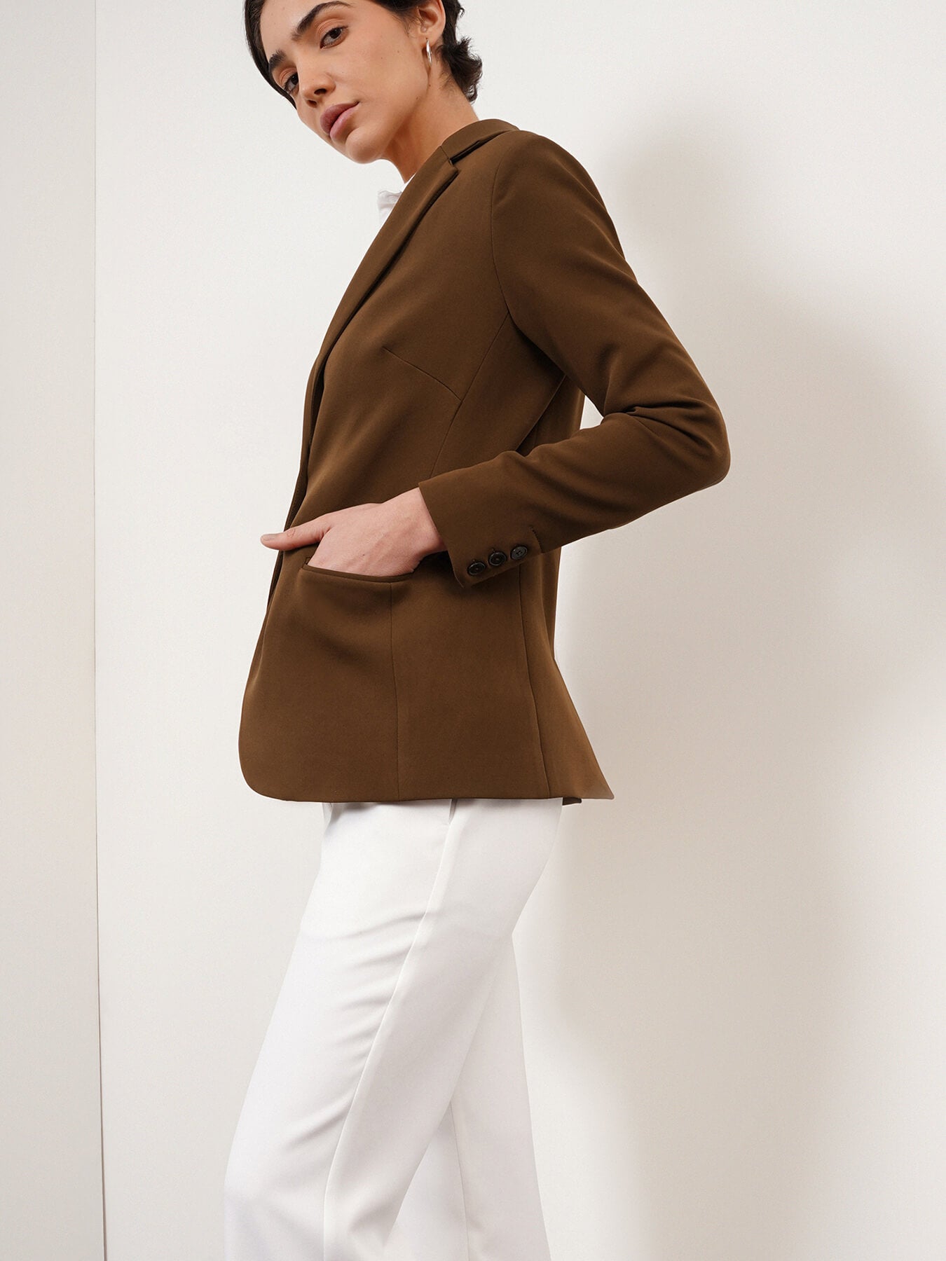 Lapel Collar Jacket - Brown
