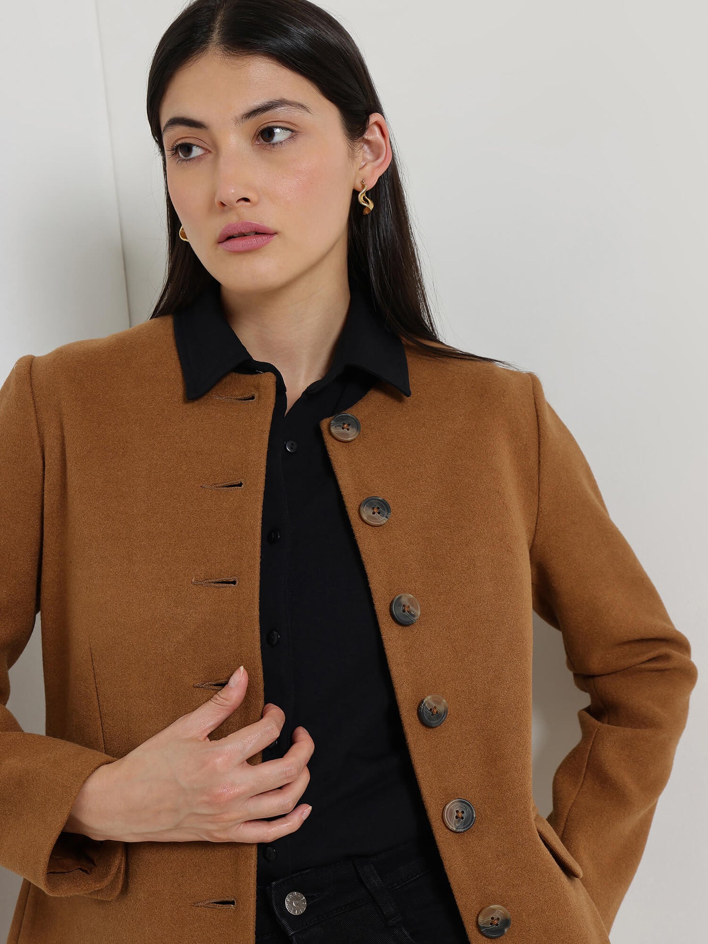 Front Open Jacket - Tan