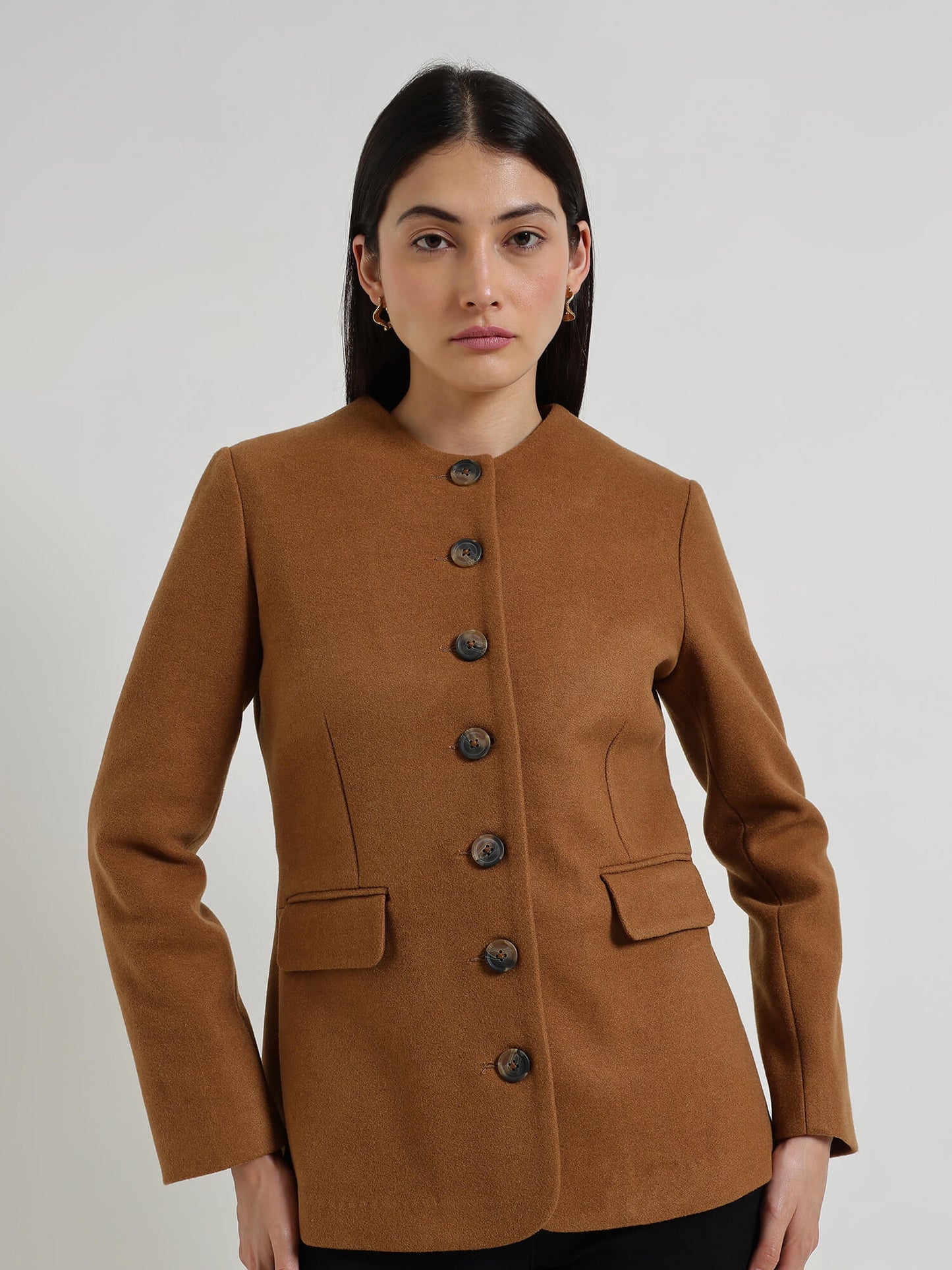 Front Open Jacket - Tan
