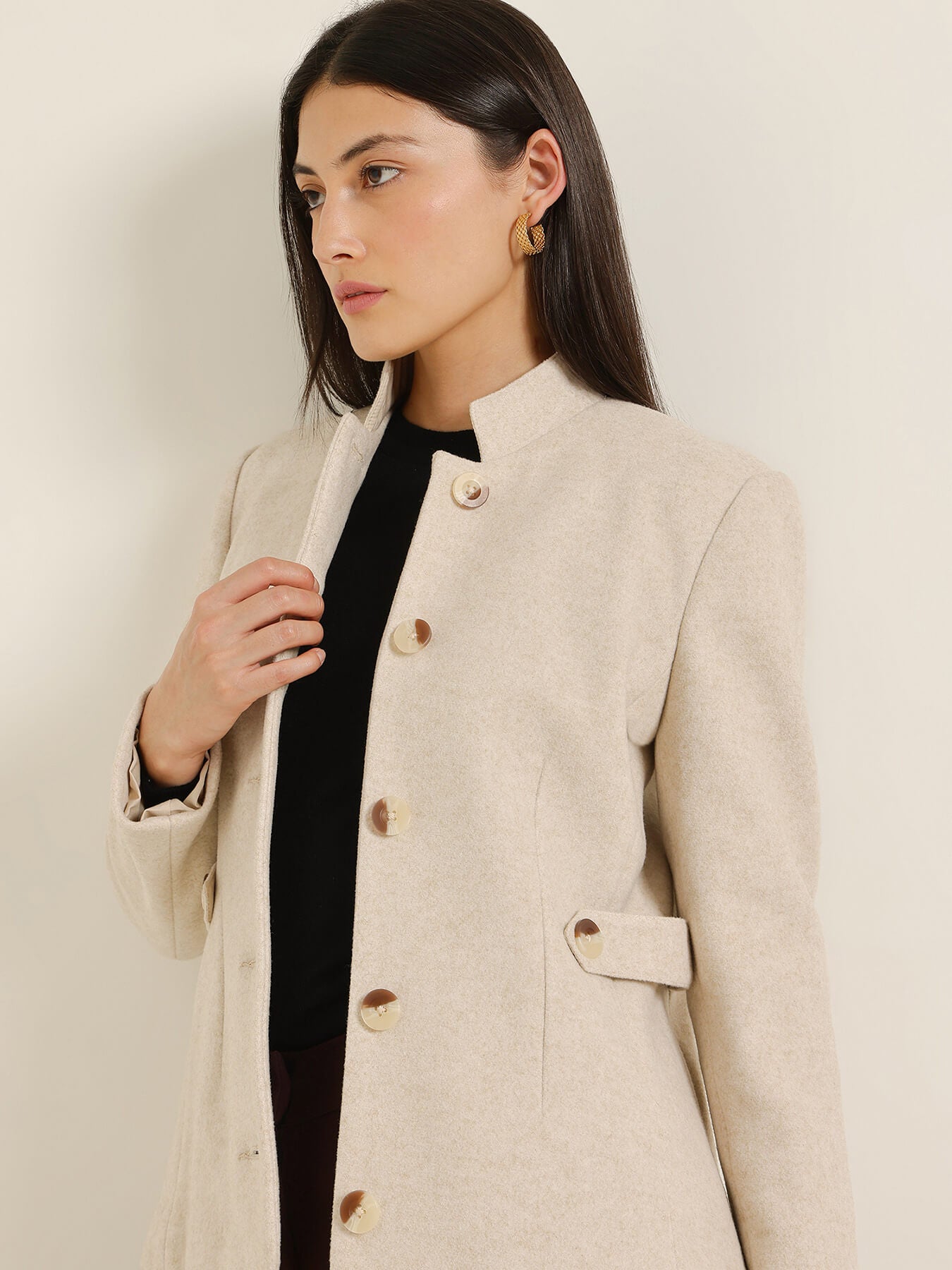 Mandarin Collar Jacket - Beige