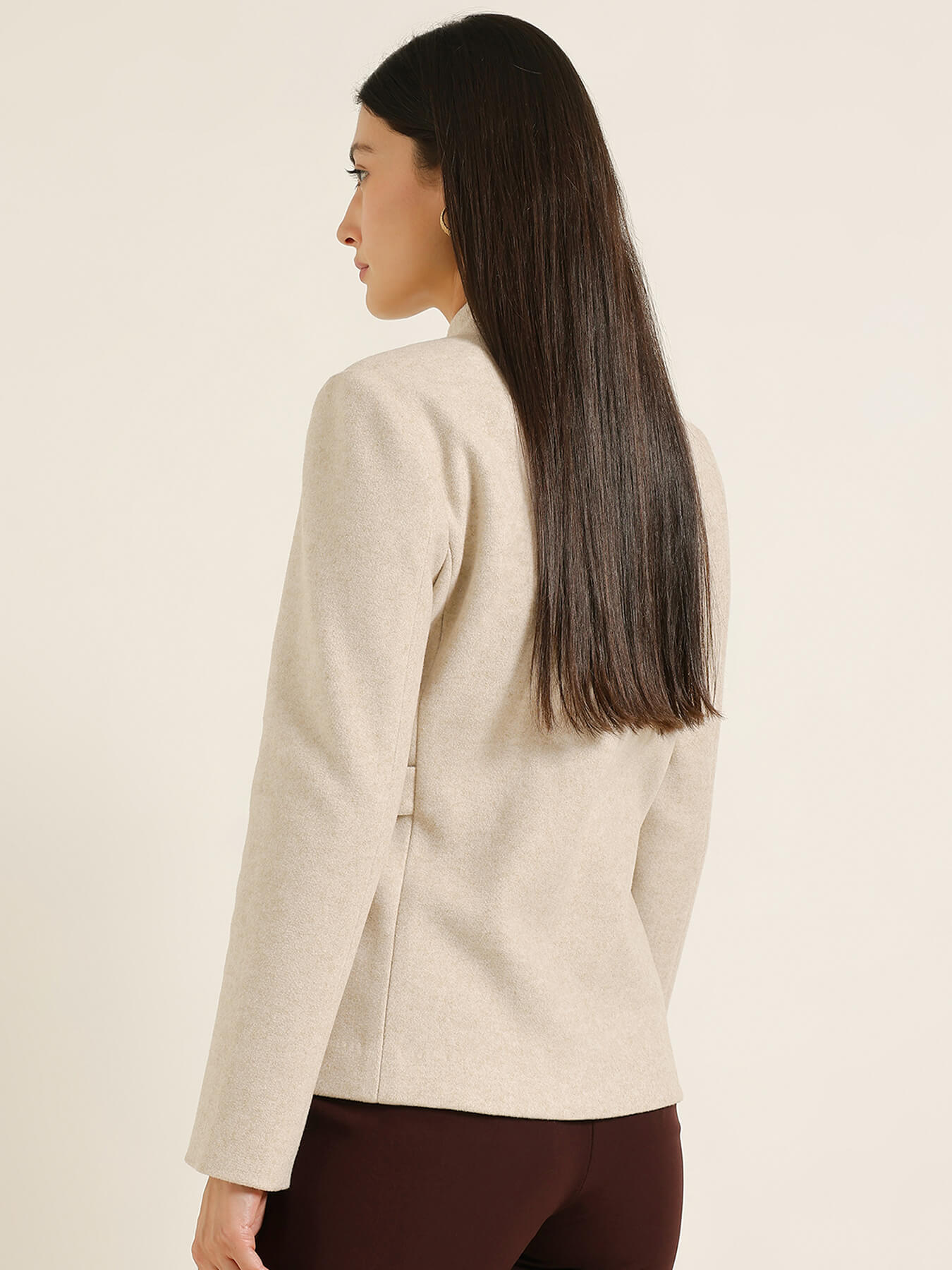 Mandarin Collar Jacket - Beige