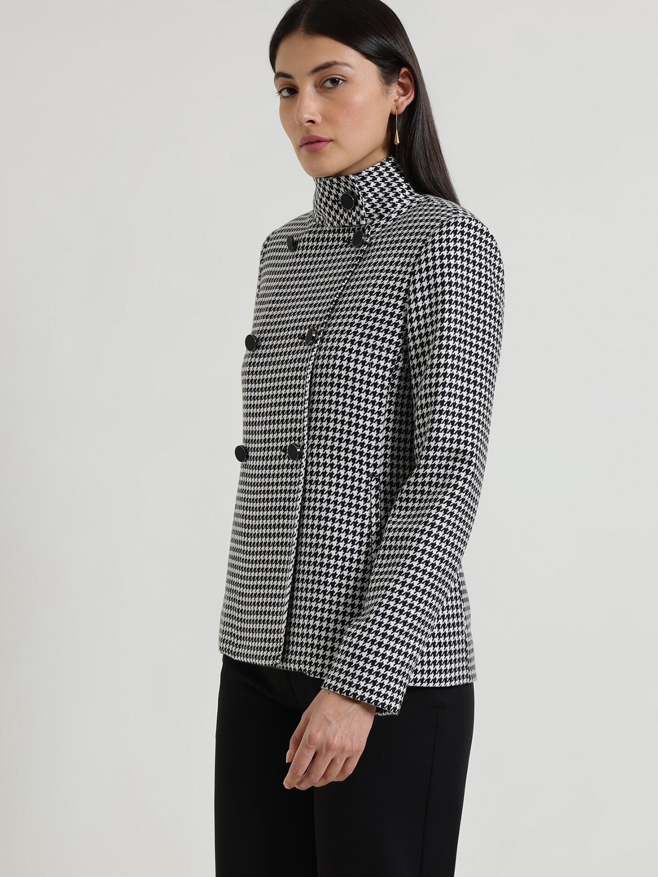 Double Breasted Tweed Jacket - Grey