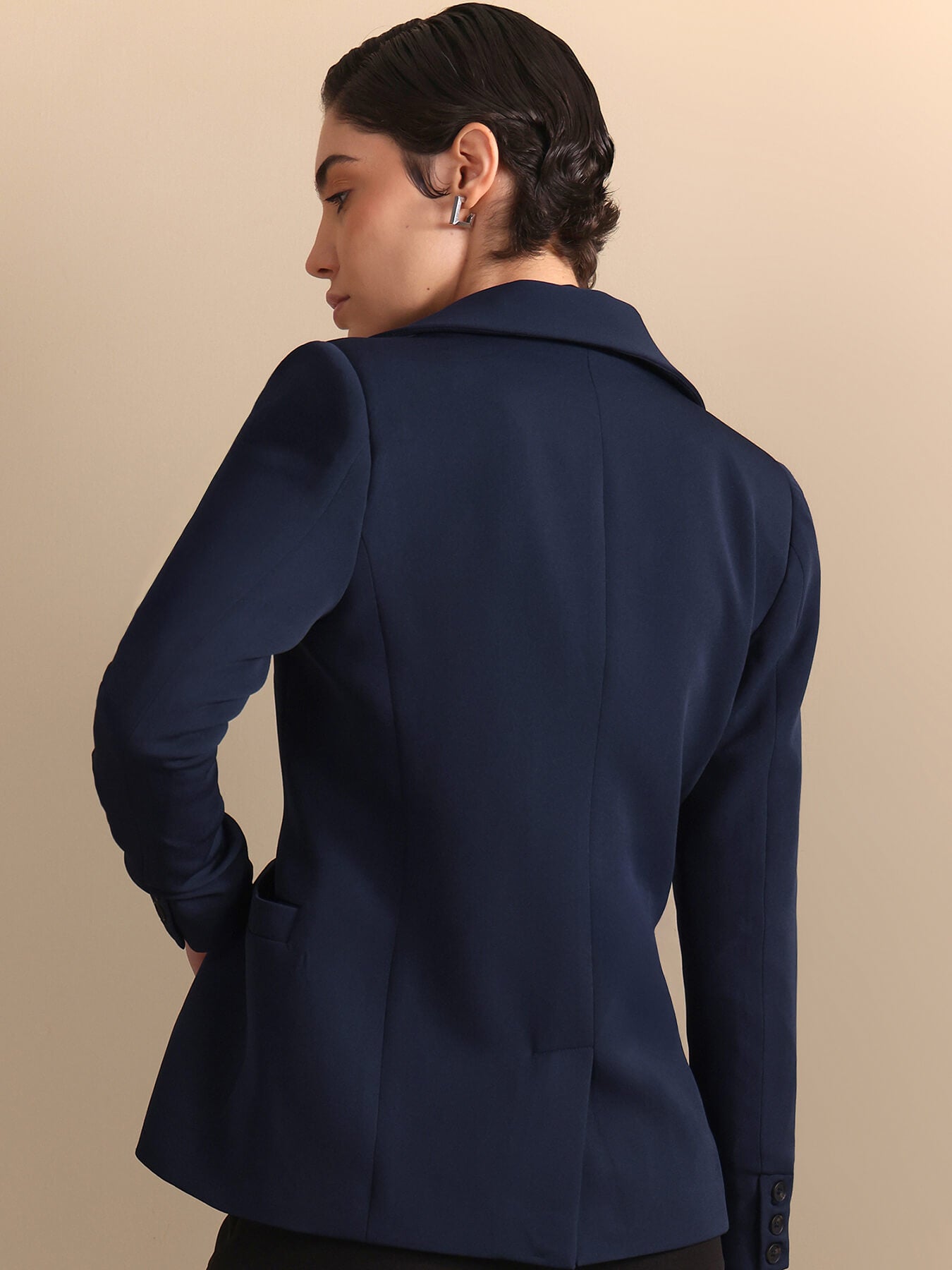 Single Breasted Blazer - Navy Blue