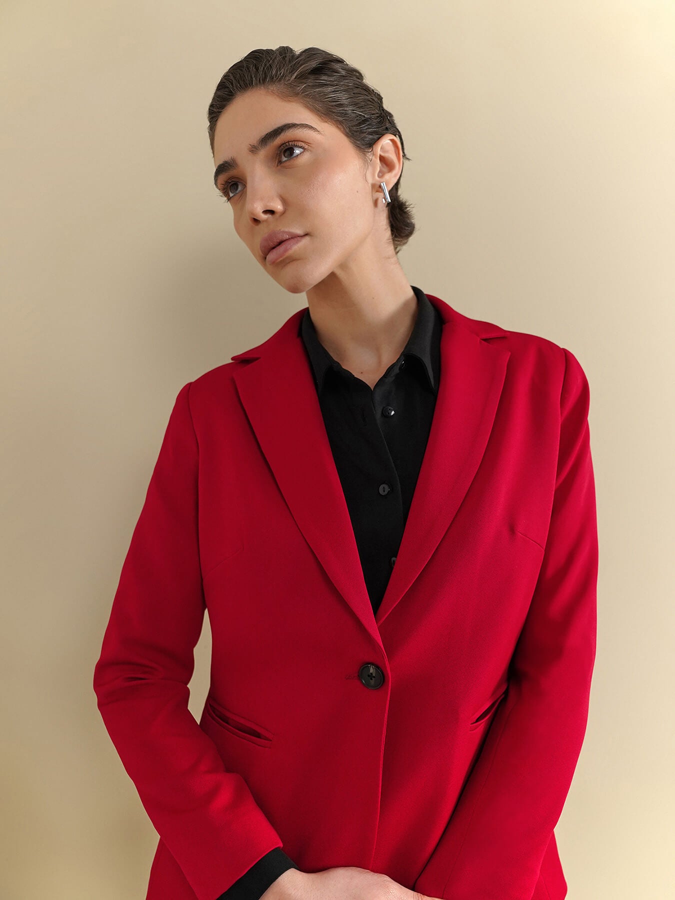 Lapel Collar Jacket - Red