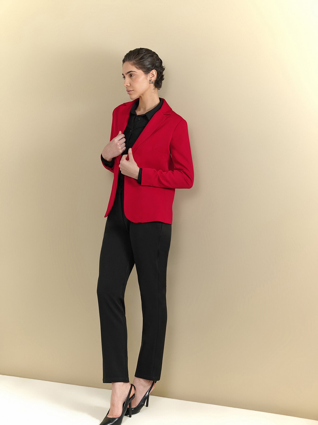 Lapel Collar Jacket - Red