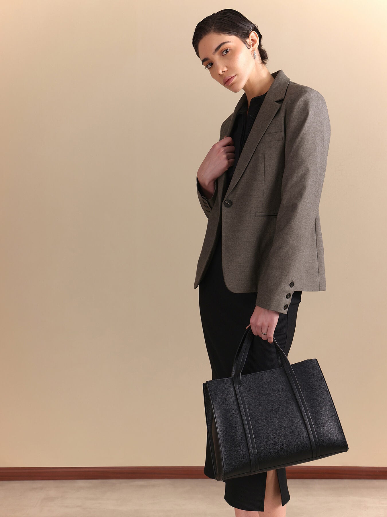 Single Breasted Blazer - Grey