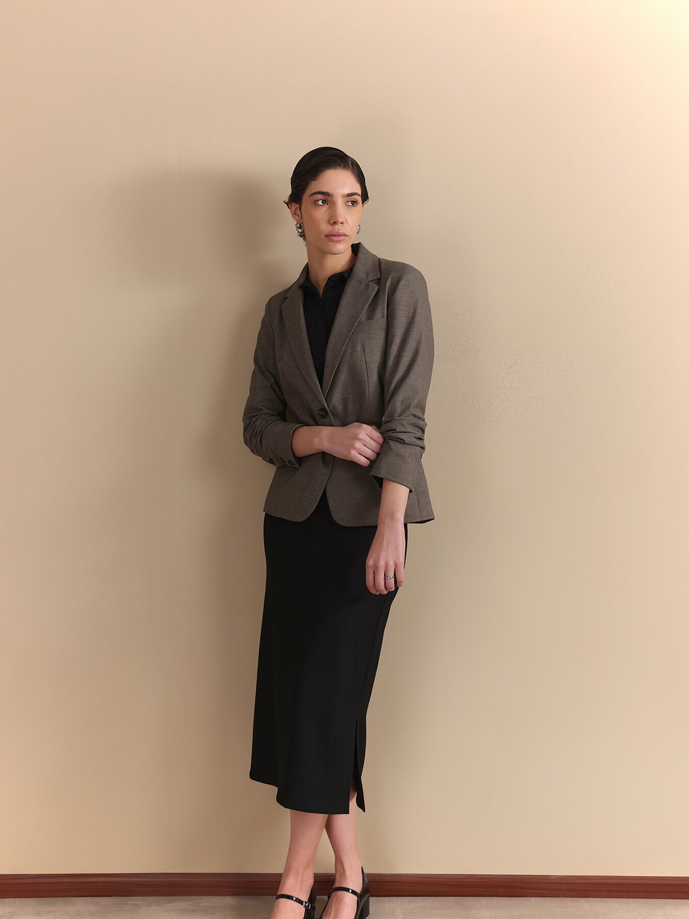 Single Breasted Blazer - Grey