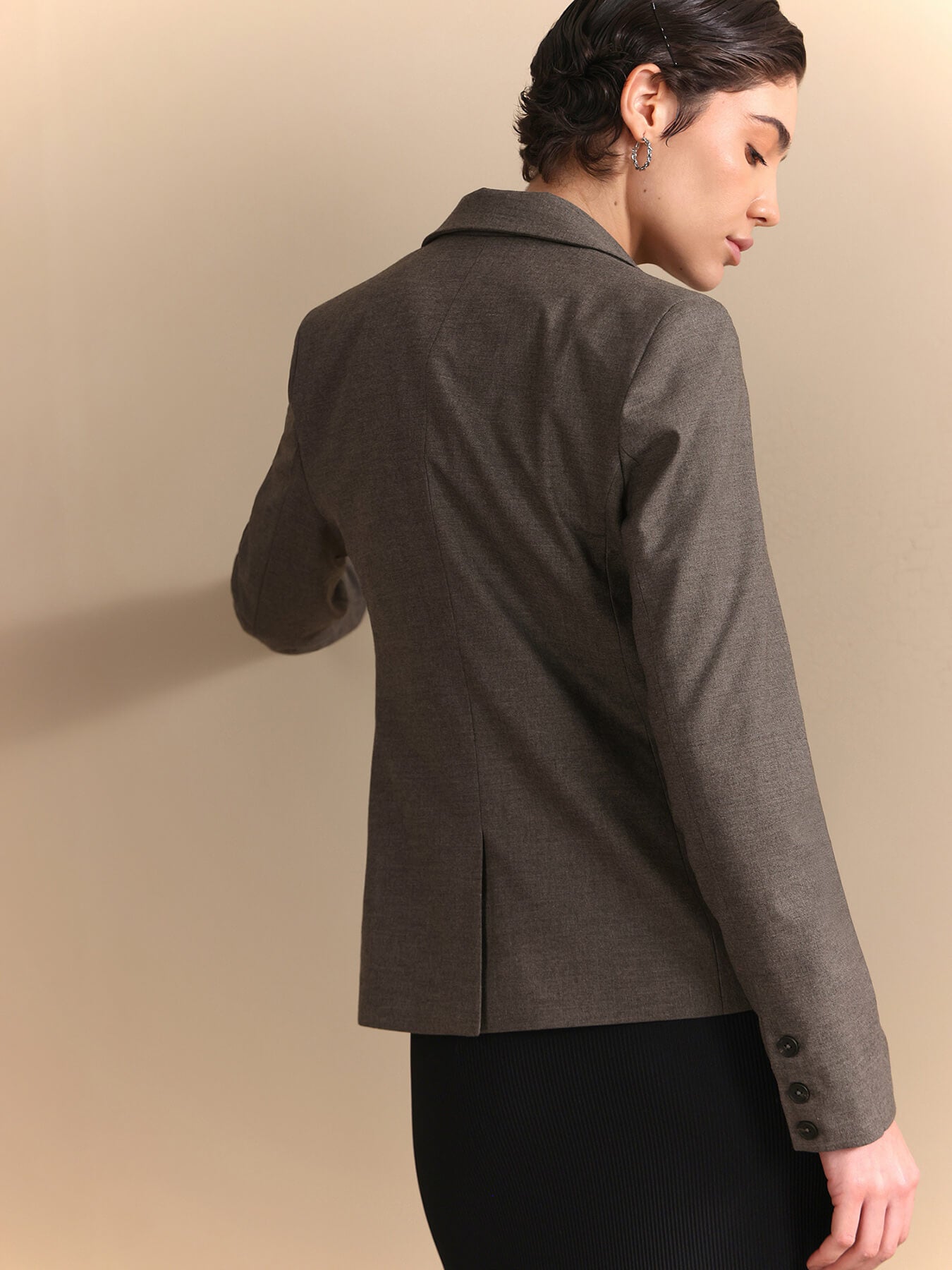 Single Breasted Blazer - Grey