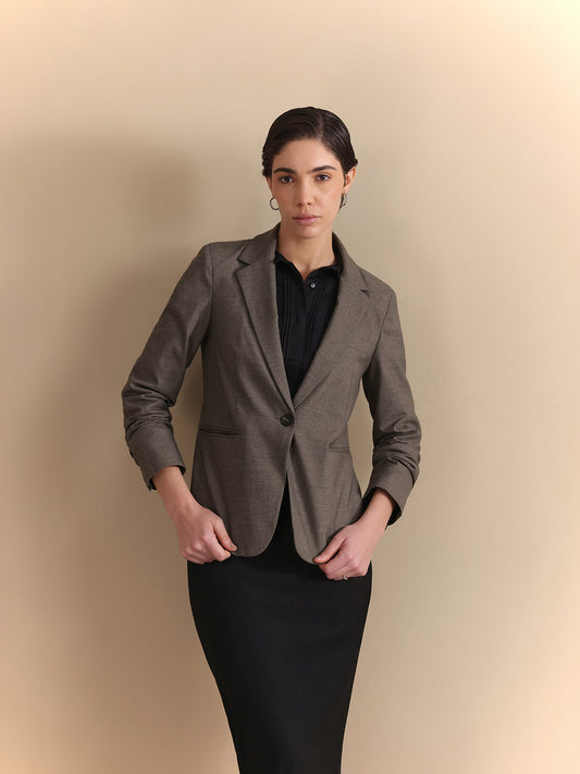 Single Breasted Blazer - Grey