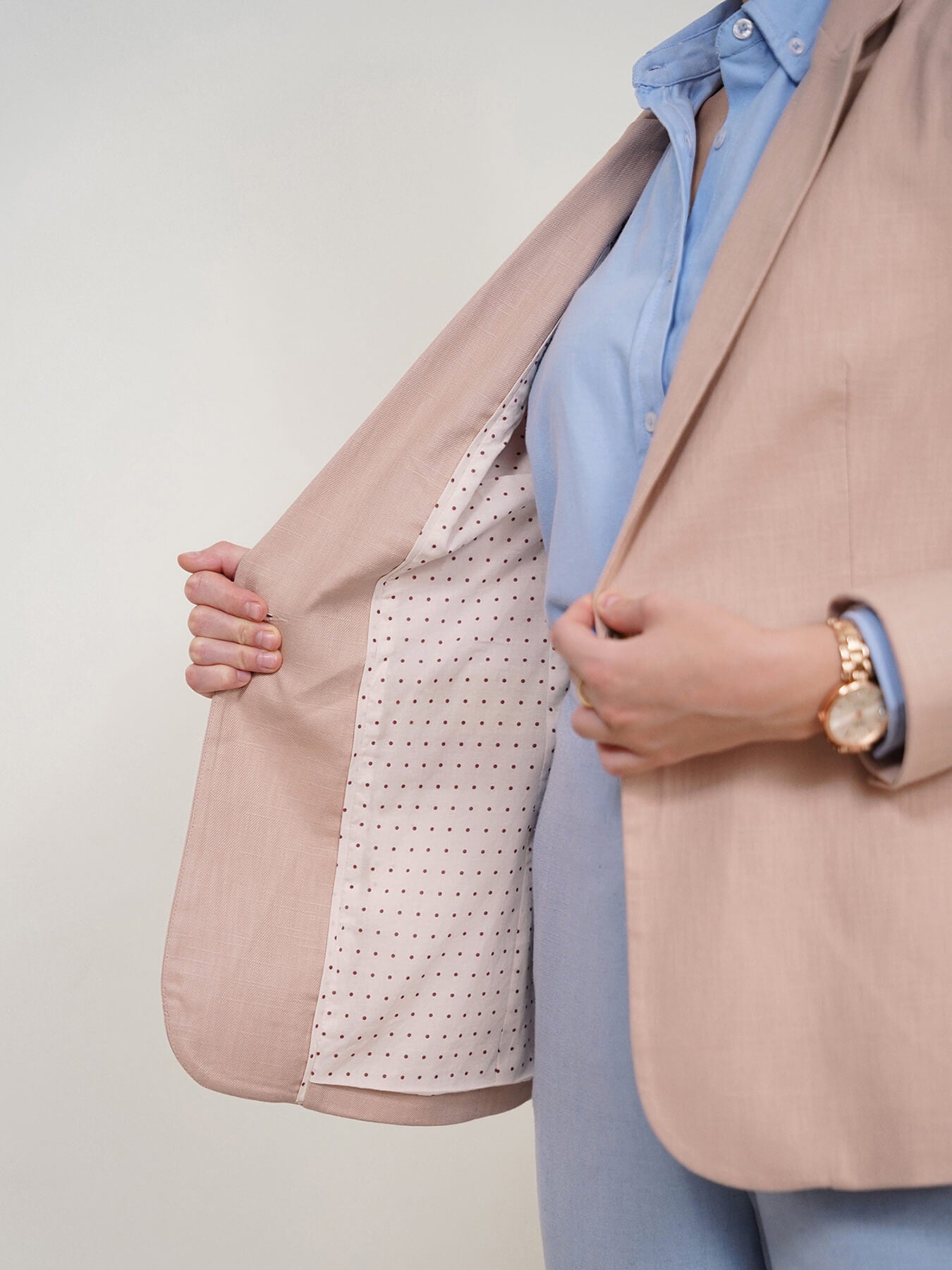 Cotton Linen Single Breasted Blazer - Beige