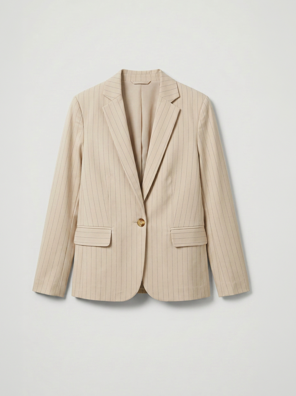 Single Breasted Striped Blazer - Beige