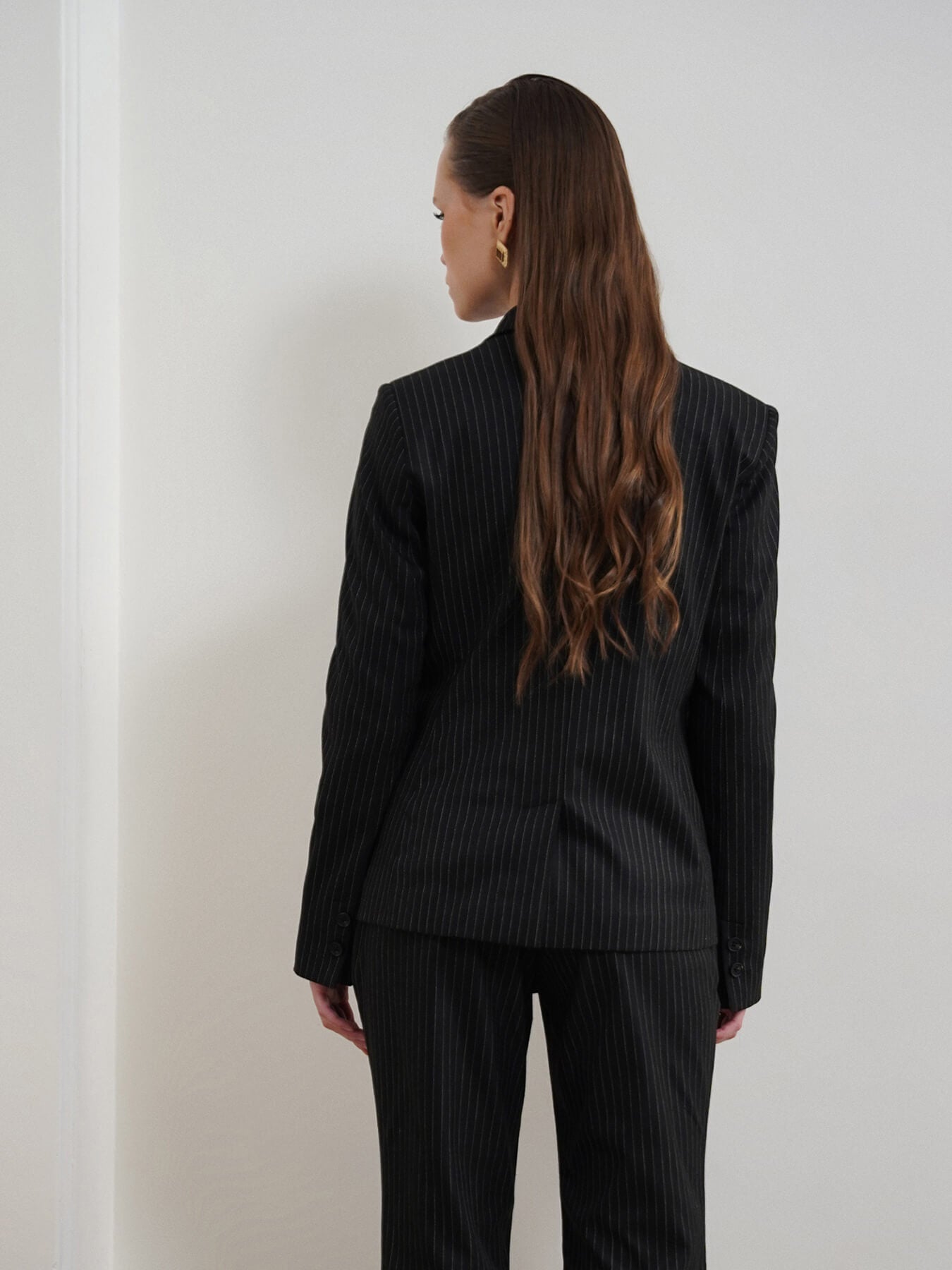 Single Breasted Striped Blazer - Black
