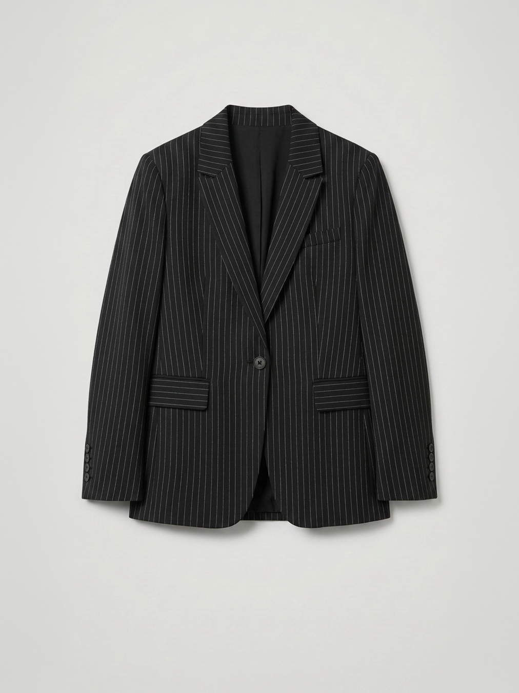 Single Breasted Striped Blazer - Black