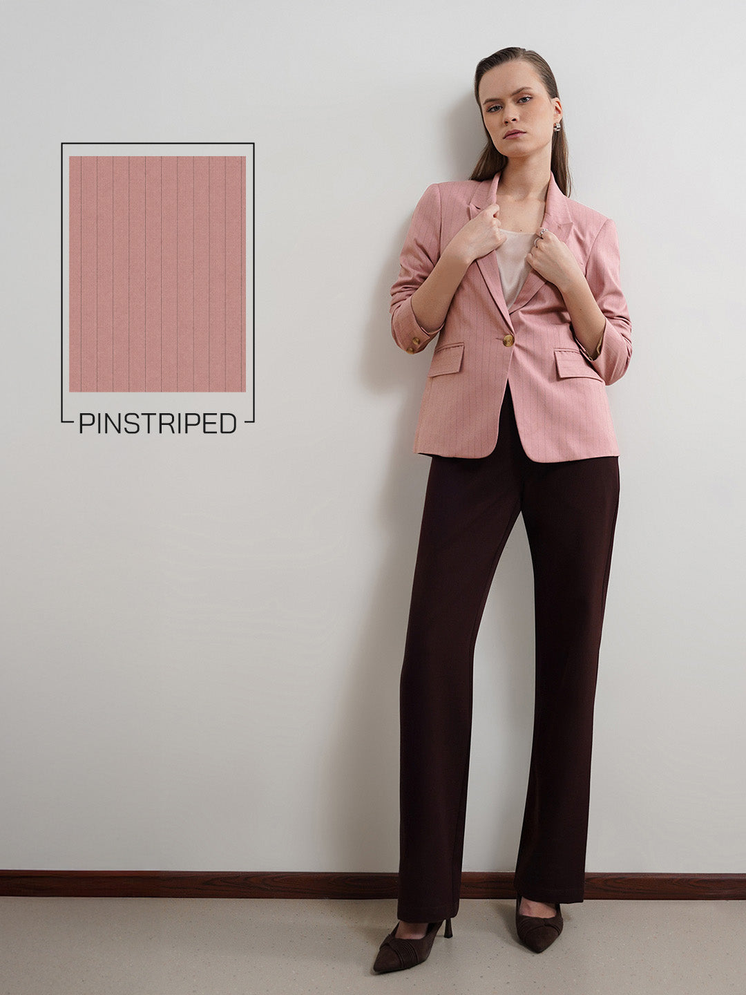 Single Breasted Striped Blazer - Pink