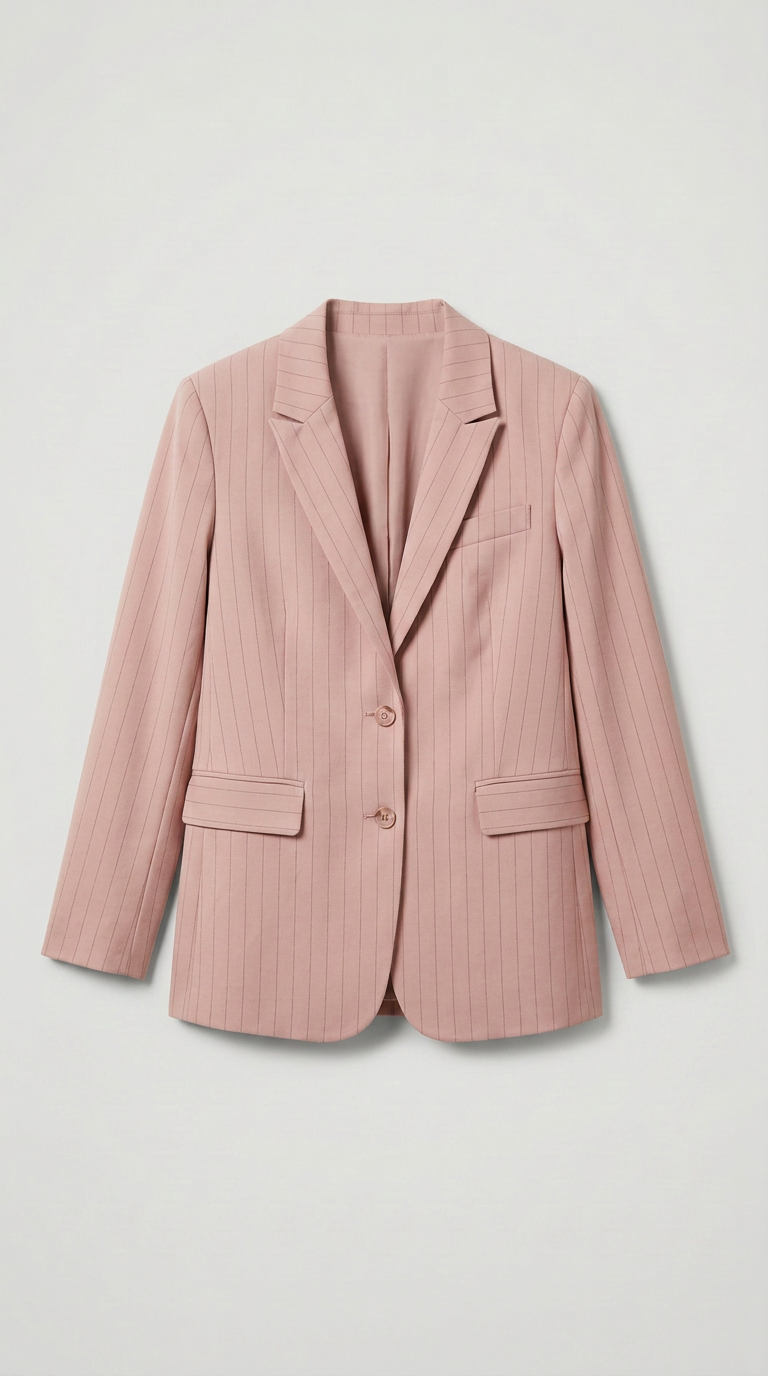 Single Breasted Striped Blazer - Pink