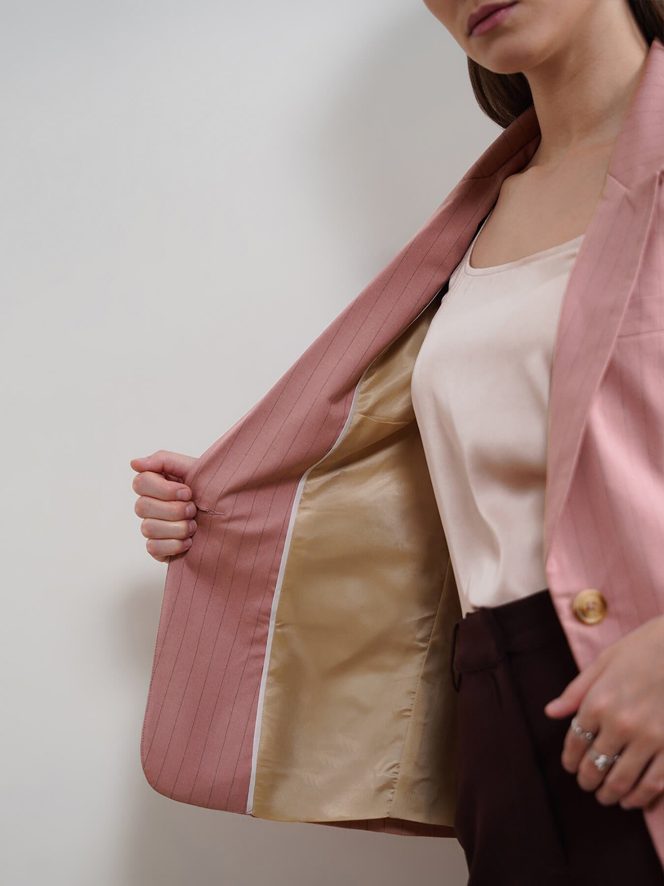 Single Breasted Striped Blazer - Pink