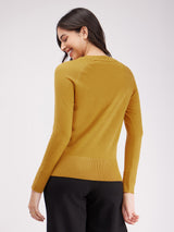 LivSoft Raglan Sleeves Round Neck Sweater - Mustard