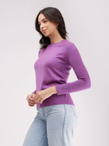 LivSoft Raglan Sleeves Round Neck Sweater - Purple