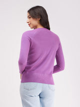 LivSoft Raglan Sleeves Round Neck Sweater - Purple