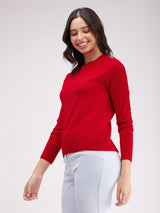 LivSoft Raglan Sleeves Round Neck Sweater - Red