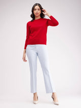 LivSoft Raglan Sleeves Round Neck Sweater - Red