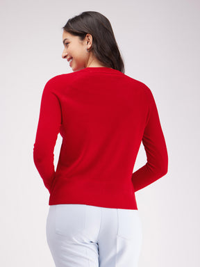 LivSoft Raglan Sleeves Round Neck Sweater - Red