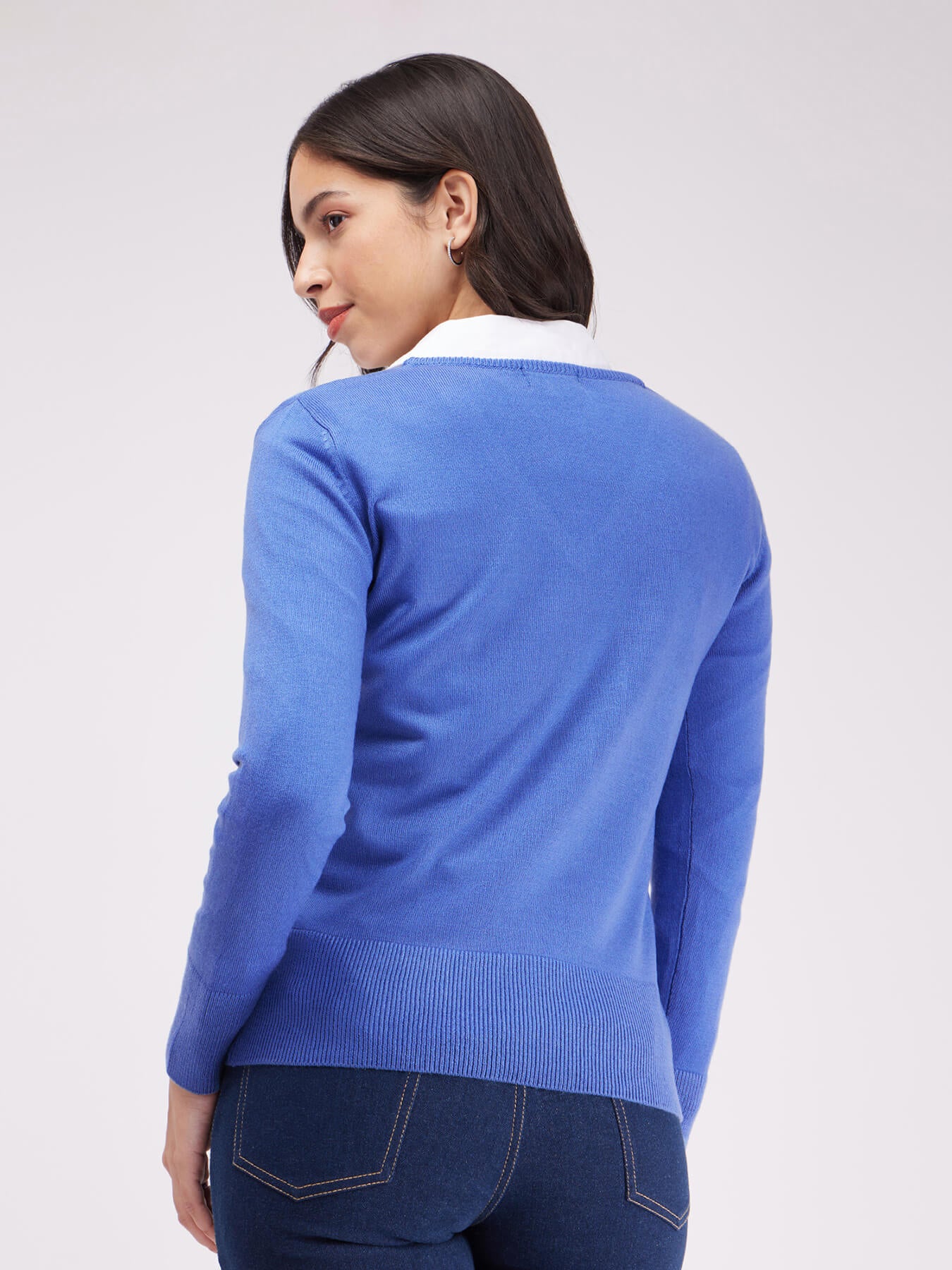 LivSoft V Neck Sweater - Light Blue