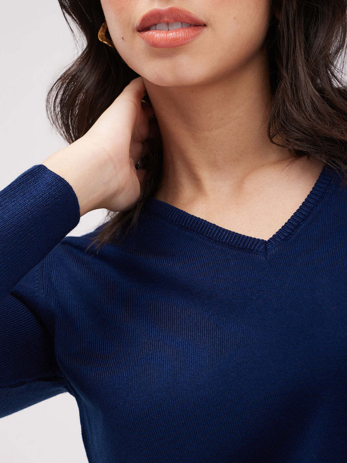 LivSoft V Neck Sweater - Navy Blue