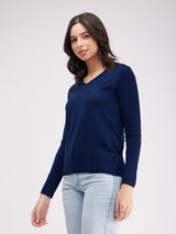 LivSoft V Neck Sweater - Navy Blue