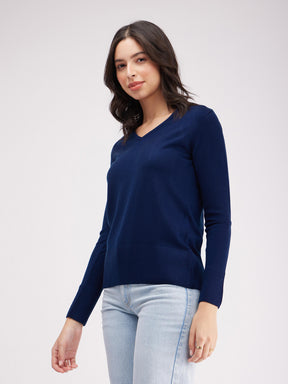 LivSoft V Neck Sweater - Navy Blue