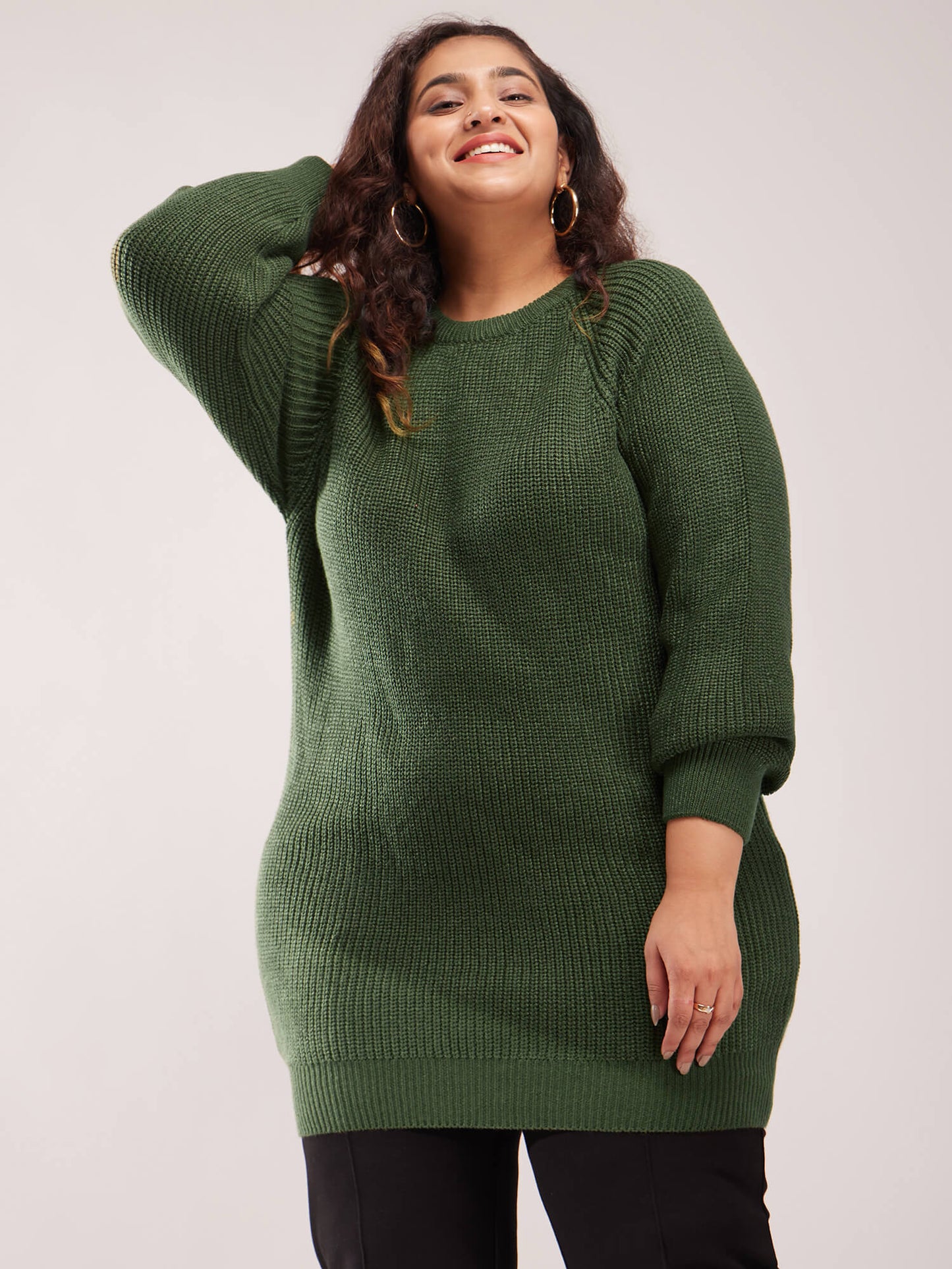 LivSoft Pearl Knit Tunic Sweater - Olive