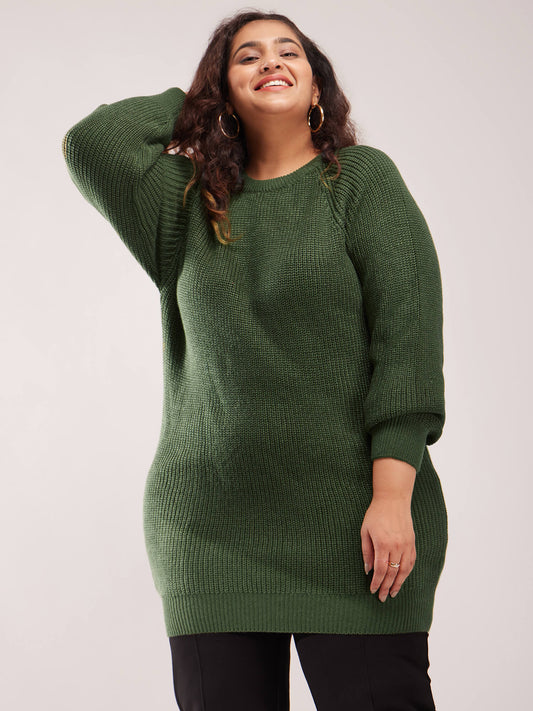 LivSoft Pearl Knit Tunic Sweater - Olive