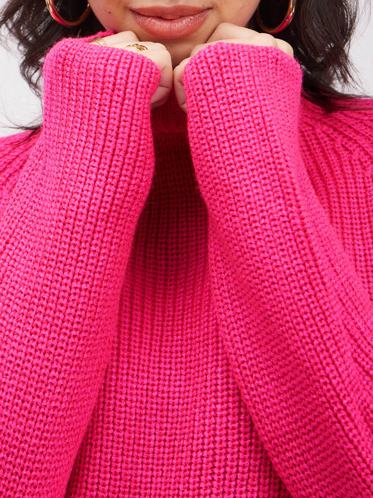 LivSoft Pearl Knit Cropped Sweater - Fuchsia