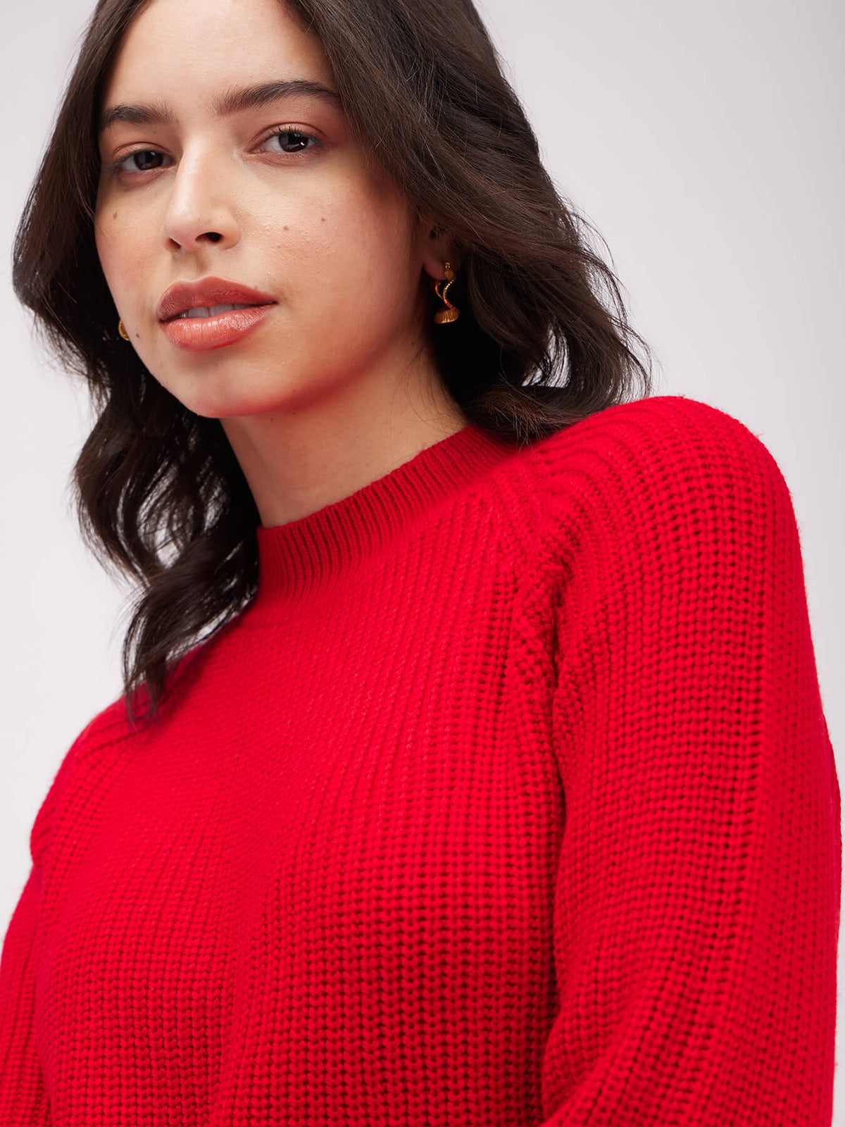 LivSoft Pearl Knit Cropped Sweater - Red