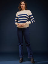 LivSoft Stripe Detail Sweater - Off White And Navy