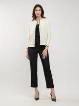 LivSoft Contrast Detail Cardigan - Off White and Black