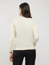 LivSoft Contrast Detail Cardigan - Off White and Black