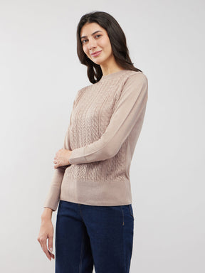 LivSoft Cable Knit Sweater - Beige