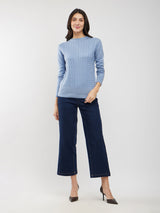 LivSoft Cable Knit Sweater - Light Blue