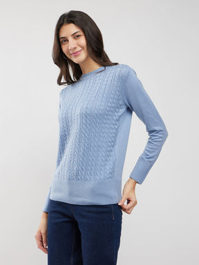 LivSoft Cable Knit Sweater - Light Blue