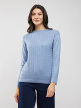 LivSoft Cable Knit Sweater - Light Blue