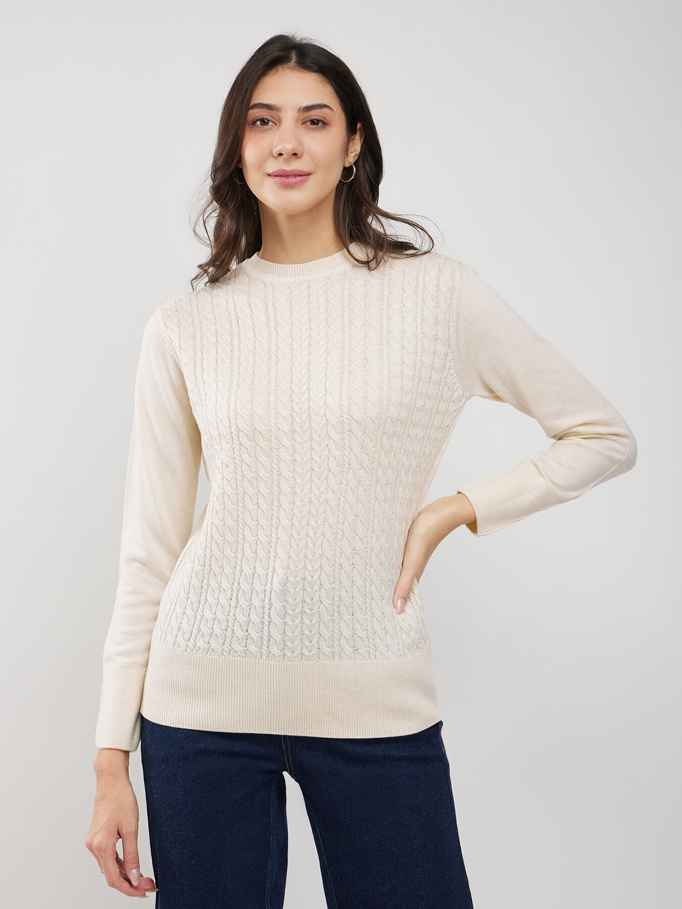 LivSoft Cable Knit Sweater - Off White