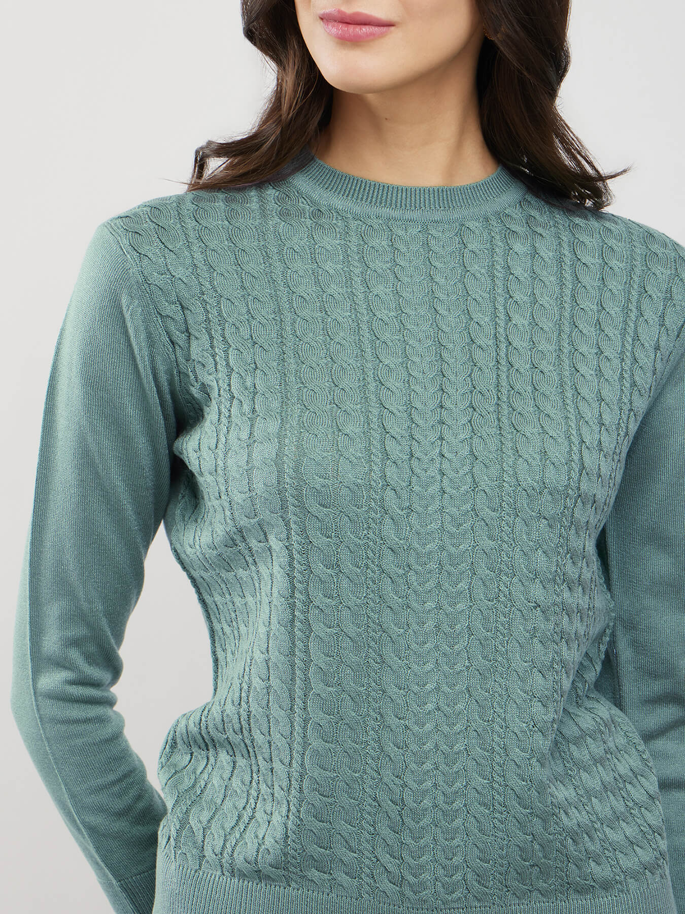 LivSoft Cable Knit Sweater - Light Olive