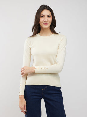 LivSoft Button Detail Sweater - Off White