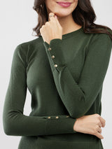 LivSoft Button Detail Sweater - Olive