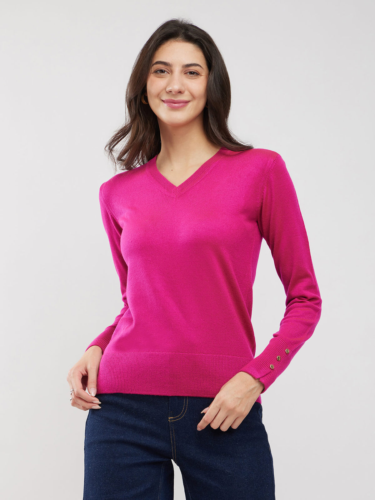 LivSoft Button Detail Sweater - Pink