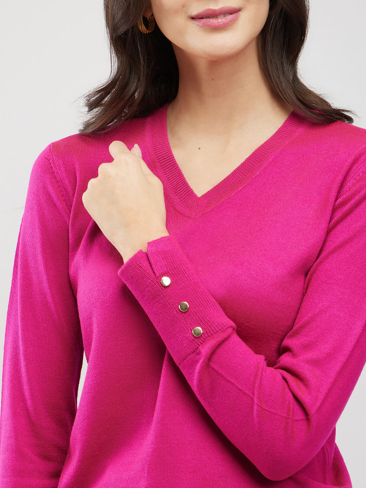 LivSoft Button Detail Sweater - Pink