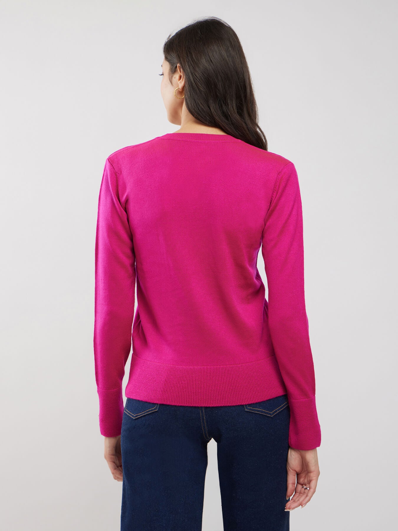 LivSoft Button Detail Sweater - Pink