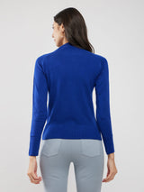 LivSoft Button Detail Crew Neck Sweater - Blue